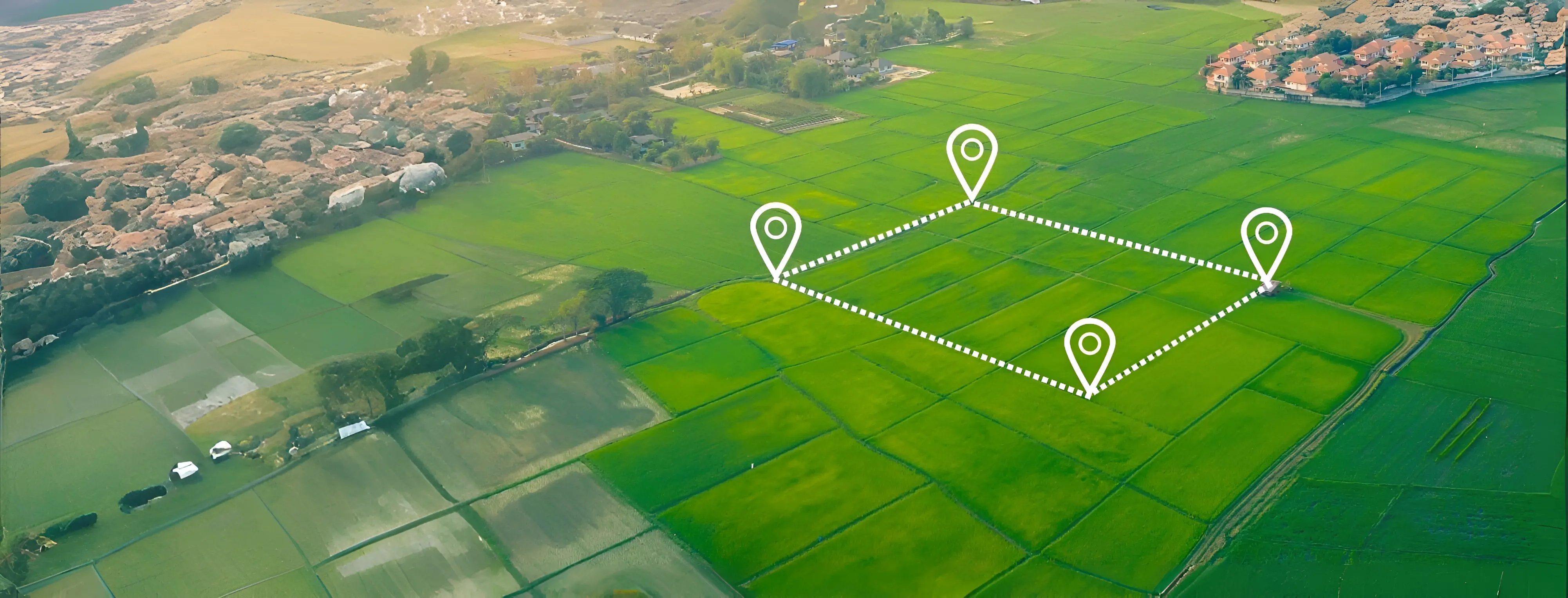 Aerial view of agricultural land parcels in the NILAMX region